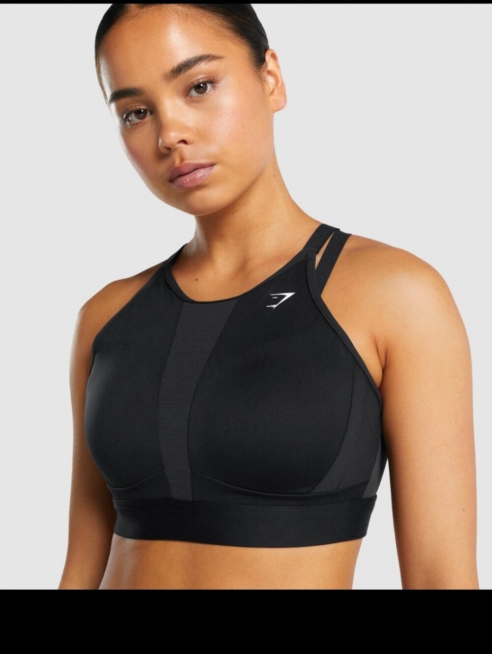 Gymshark High Impact Racerback Sports Bra Black Mesh Medium